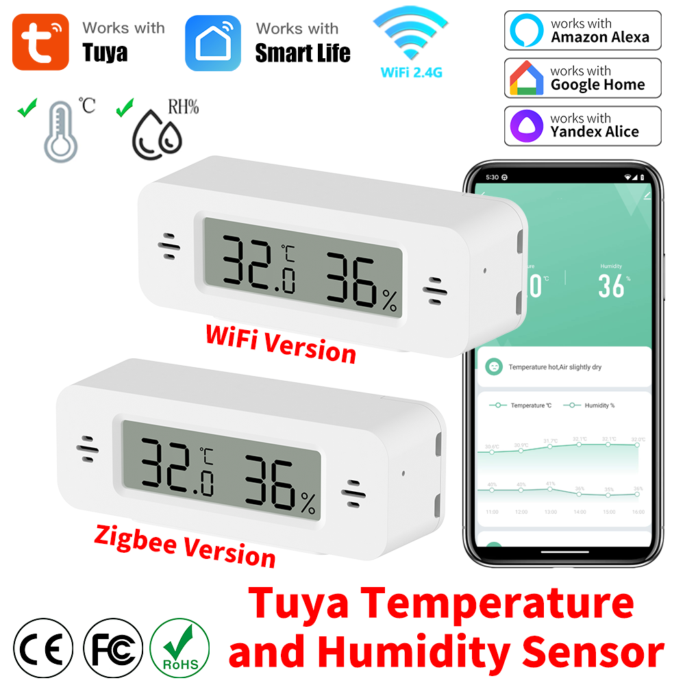 Home Automation Ideas - Датчик температуры и влажности Tuya Wi-Fi/Zigbee,